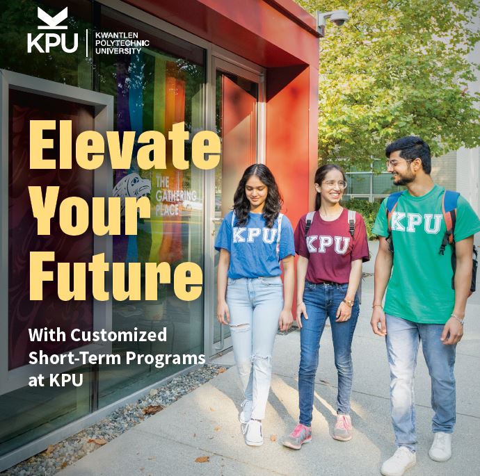 Short Term Program Brochure cover with KPU students walking on campus